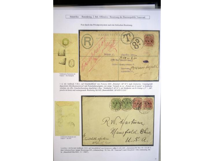 1899/1900, very interesting collection containg 22 cards and covers and some stamps, spanning from the first british backlash