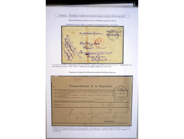 1899/1900, very interesting collection containg 22 cards and covers and some stamps, spanning from the first british backlash