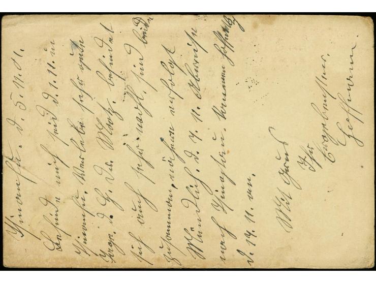 1901, Coiling Dragon 1 c. and 2 c. tied by large chinese dater "TSINANFU" to postal stationery card via Chefoo and Shanghai w