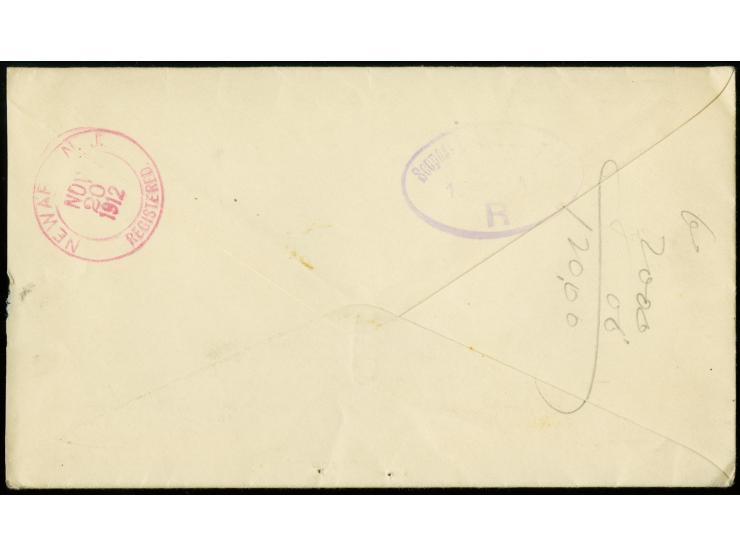 Statistical department overprints 10 c. blue in strip of 3, tied by Peking cds. to registered cover "AR" to Newark, United St