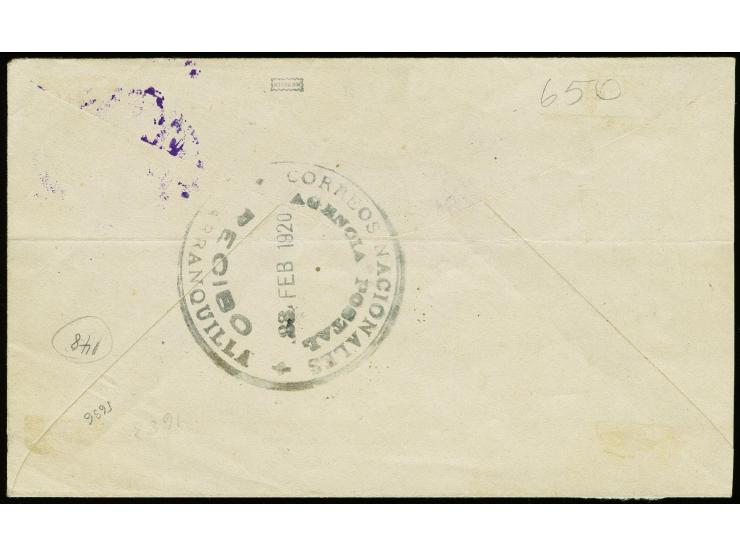 10 c. multicoloured imperforate vignette "Clouds and small Biplane" with additional franking 3c. red tied by "CCNA / Barranqu