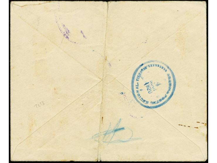 10 c. multicoloured imperforate vignette "Fuselage and tail of Biplane" tied by "CCNA / Barranquilla" oval cachet and oval "C