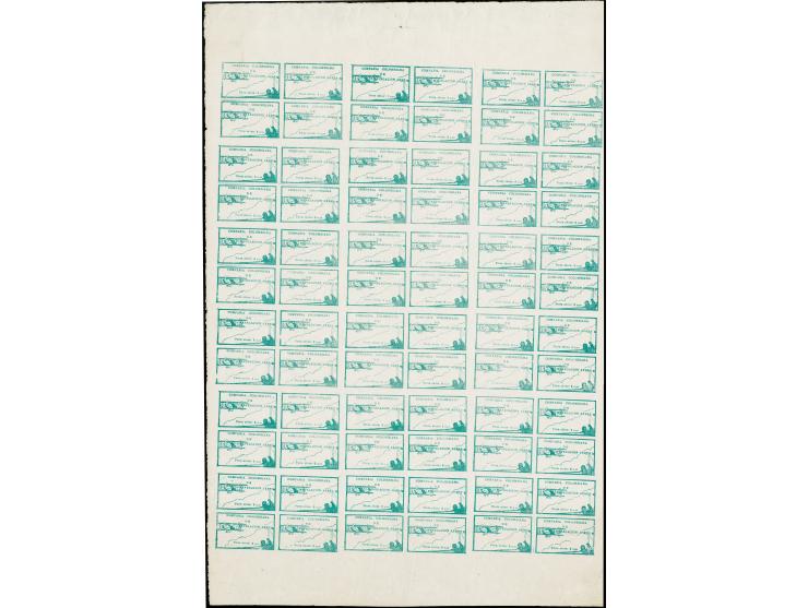 1920, Pilot waves to bypassing plane 10c. green as complete sheet of 72, cleary showing the clichee grouping to make up the f