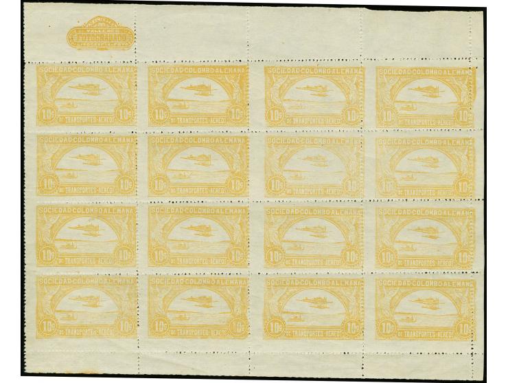 1920/21, Landscape with Airplane 10c. pale-yellow as right half of the sheet showing printers inscription above position 5, u