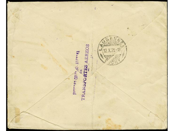 30c. black on rose tied by violet cds. "BOGOTA SEP 15 1921" to Colombia postal stationery 3c. with additional 4c. as horizont