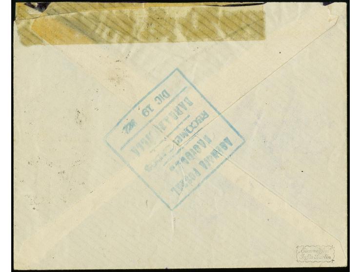 30 c. black on rose applied in transit and tied by red cachet  "SERVICIO POSTAL AEREO SCADTA BARRANQUILLA" to registered cove