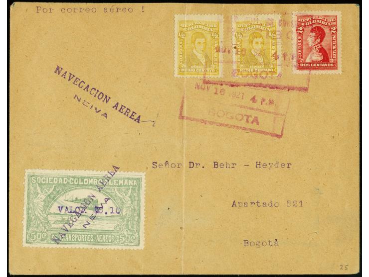 Provisionals blue Typewriter Surcharge: November 1920, "VALOR $0.10" in blue on 50c. pale green tied by two-line cancel "NAVE