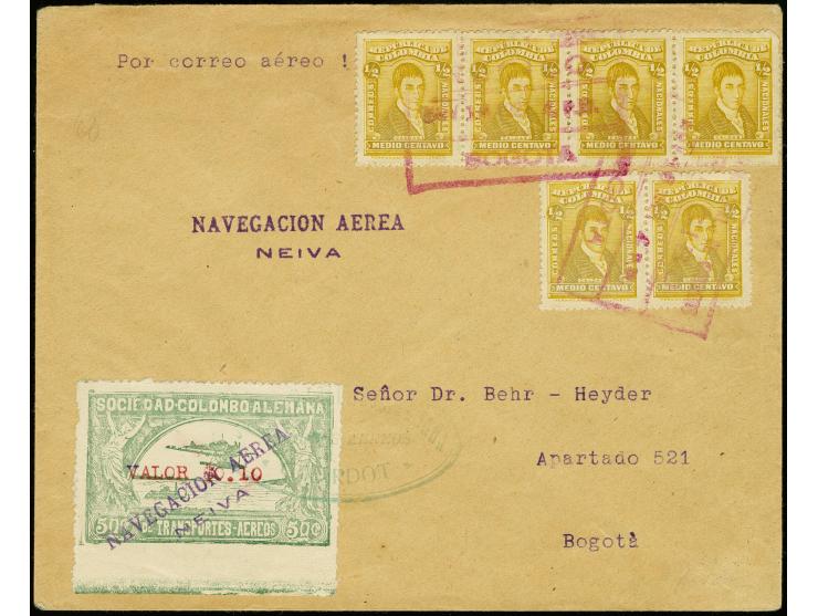 Provisionals red Typewriter Surcharge: November 1920, "VALOR $0.10" in red on 50c. pale green with two-line cancel "NAVEGACIO