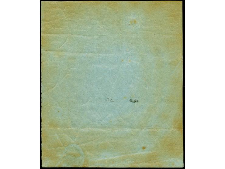 1 c. green on blued as block of 16 from the lower right sheet corner, mint never hinged, one stamp small adherence, horizonta