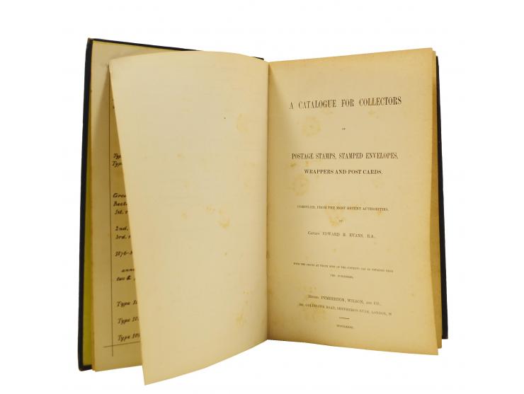 Evans, Edward B.: A Catalogue for Collectors. Postage Stamps, Stamped Envelopes, Wrappers and Post Cards, London (1882), 263 