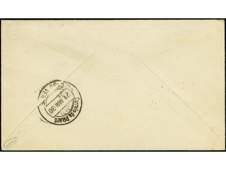 South America Flight, Praia Drop Mail, on-board cancellation 21.5. on cover with Zeppelin 4 m. and additional franking Mexico