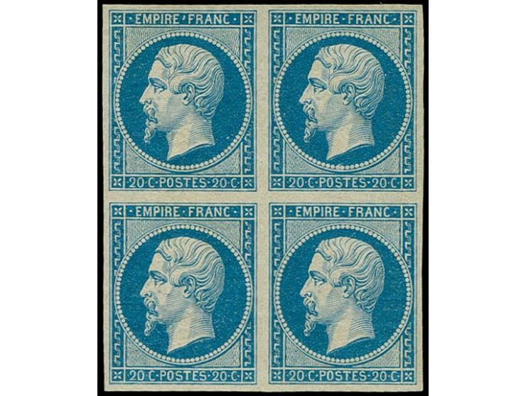 20 c. type II, block of 4 with good margins, very nice and fresh colour, unused with original gum and small hinge marks, extr