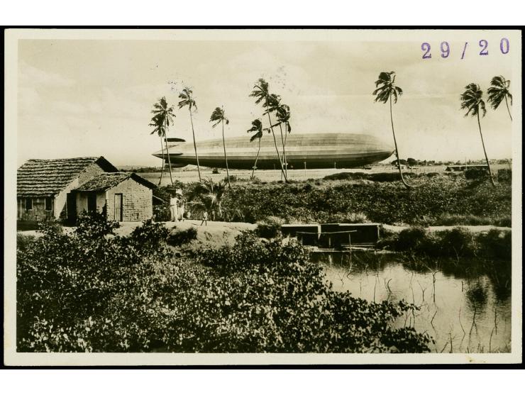 1935, 5th South America Flight, Lisbon Drop Mail, Zeppelin 1 m. and airmail 40 pfg. tied by one-board cancellation of 10.6. t