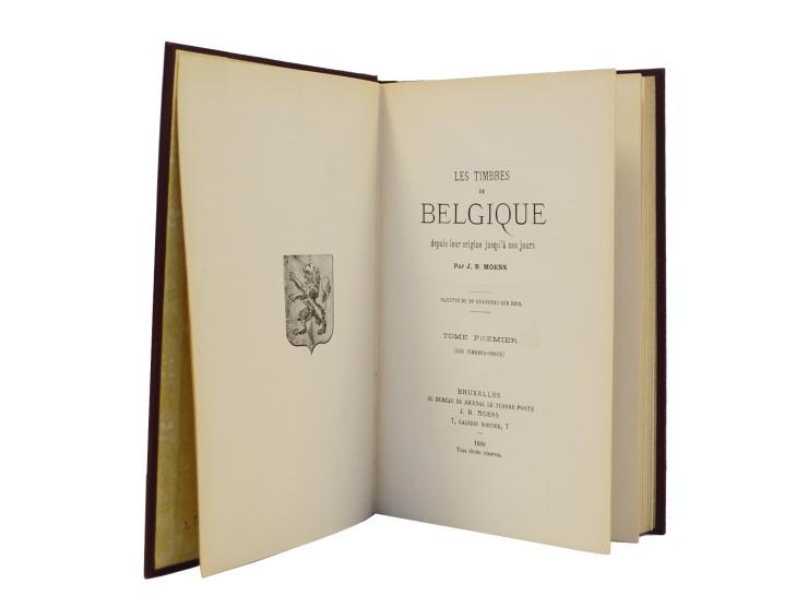 Belgien: Moens, Jean-Baptiste: Les Timbres de Belgique, Brüssel 1880, zwei Teile: 126 + 178 S., in einem Band privat gebunden