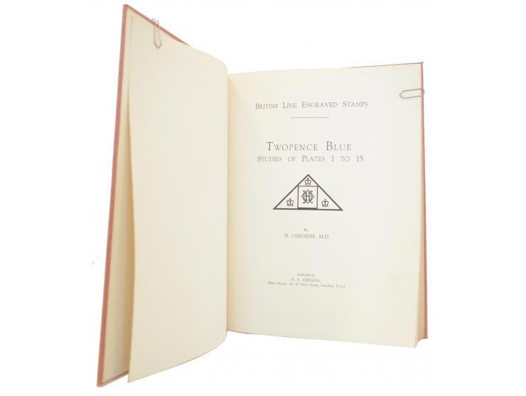 Großbritannien: 3 Titel, mit Osborne, H.: Twopence Blue. Studies of Plates 1 to 15 (London 1946, 170 S., Hardcover mit Titelp