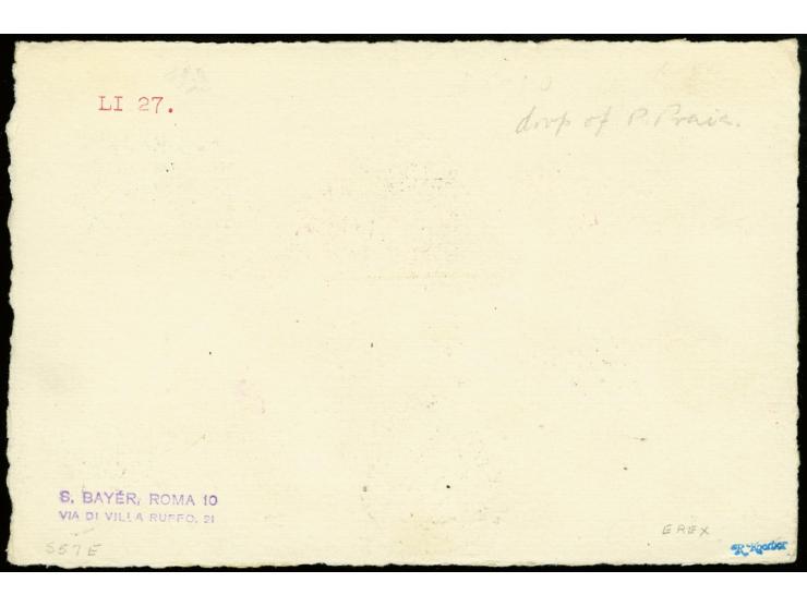 1930, South America Flight to Praia, card with high franking, addressed to Rom without transit- or arrival marks, very fine
