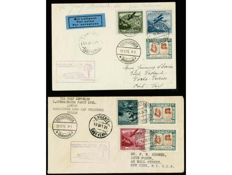 1931, 2nd. South America Flight to Cap Verde, card and cover, each with high franking, cover slight toned, otherwise fine

