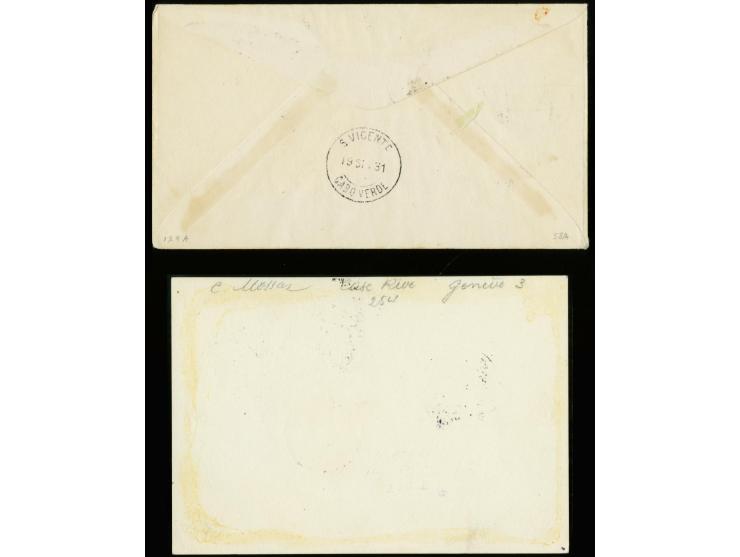 1931, 2nd. South America Flight to Cap Verde, card and cover, each with high franking, cover slight toned, otherwise fine

