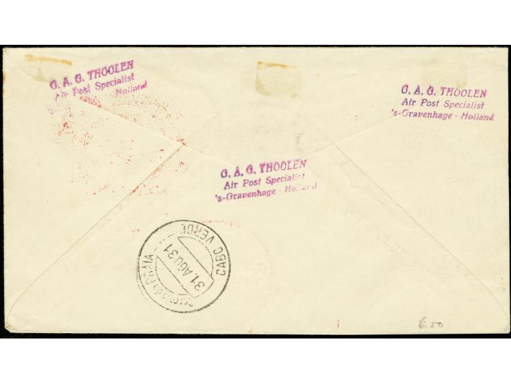 1931, First South America Flight, Berlin Dispatch to Cap Verde, Airmail 1 1/2 g. and 75 c. and definitive 7 1/2 c., tied by c