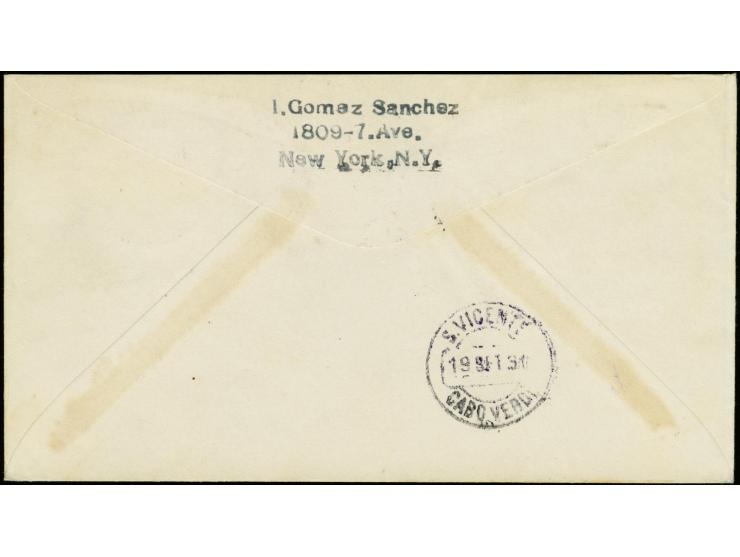 1931, 2nd South America Flight to Cap Verde, airmail  1 1/2 g. and 75 c. and definitive 7 1/2 c. tied by cds. "ROTTERDAM 14.I