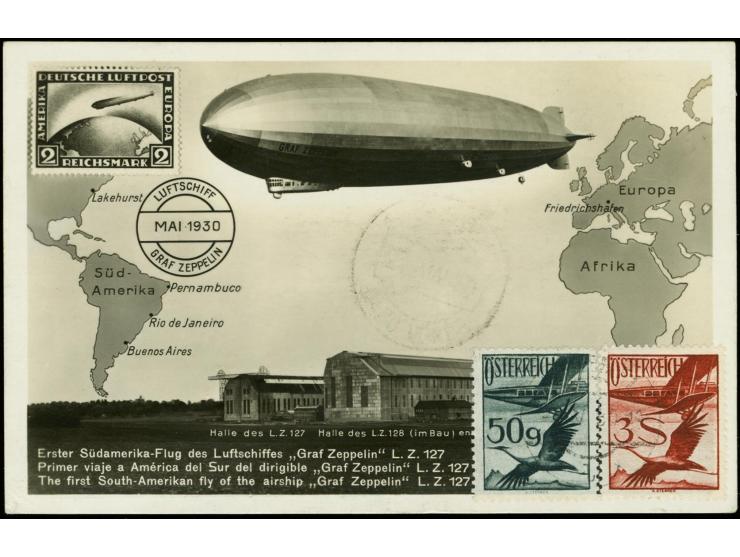 1930, South America Flight to Praia, airmail 3 s. and 50 g. tied by cds. to reverse to picture card to Santa Cruz, fine

19