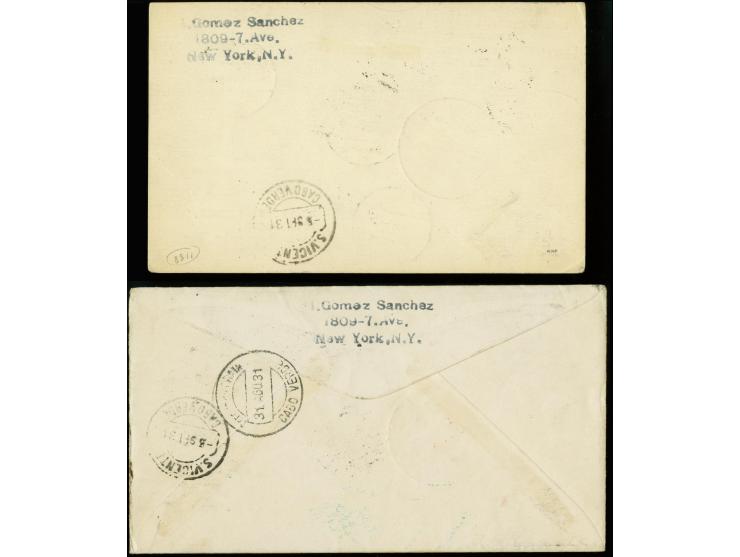 1931, First South America Flight, Berlin Dispatch to Cap Verde, card and cover, each with hight franking, adressed to USA, ni