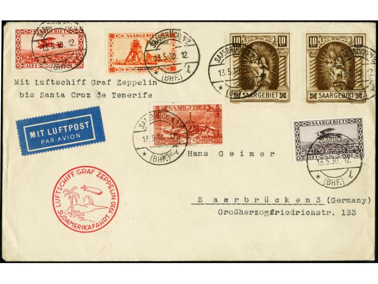 1930, South America Flight to Praia, cover with high franking and postmark "PRAIA CAPO VERDE 21.MAI.30" on reverse, addressed