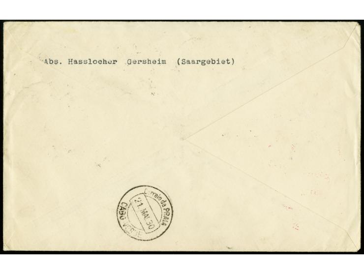 1930, South America Flight to Praia, cover with high franking and postmark "PRAIA CAPO VERDE 21.MAI.30" on reverse, addressed
