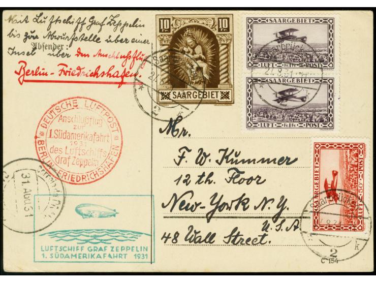 1931, First South America Flight, Berlin Dispatch to Cap Verde, card with high franking to New York, fine

1931, 1. Südamer