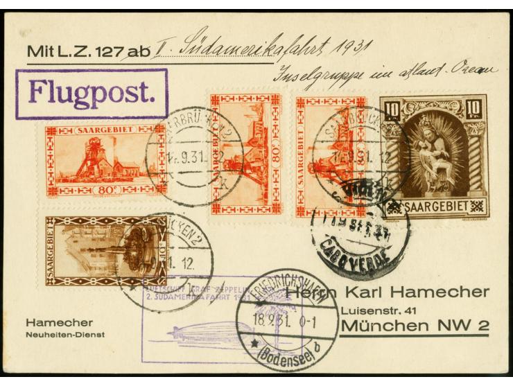 1931, 2nd South America Flight to Cap Verde, card with high franking to Munich, fine

1931, 2. Südamerikafahrt bis Kap Verd