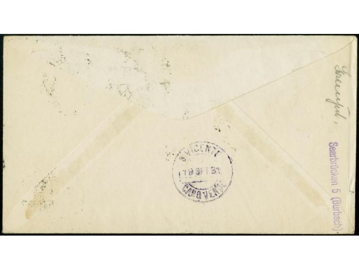 1931, 2nd South America Flight to Cap Verde, cover with high franking to USA, small crease at margins, otherwise fine

1931