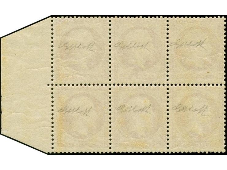 80 c. rose, horizontal block of 6 with sheet margin at right, very nice fresh colour and well perforated, all stamps unmounte