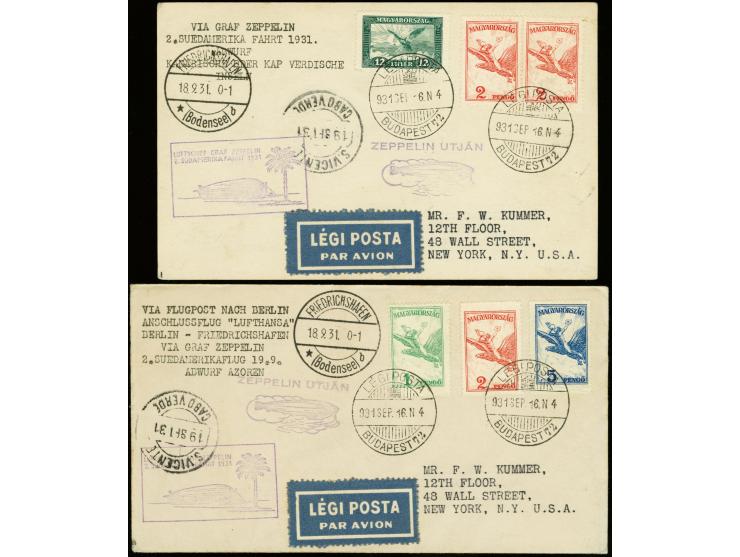 1931, 2nd South America Flight to Cap Verde, card and cover, each with high franking to USA, slight toned, otherwise fine

