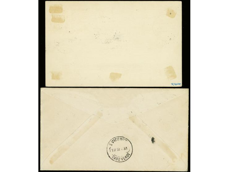 1931, 2nd South America Flight to Cap Verde, card and cover, each with high franking to USA, slight toned, otherwise fine

