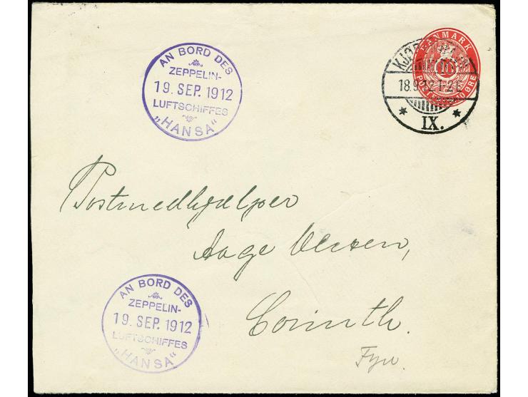 HANSA (LZ 13): 1912, Kopenhagen-Fahrt, Ganzsachenumschlag mit Bordstempel vom 19.9., selten, tadellos