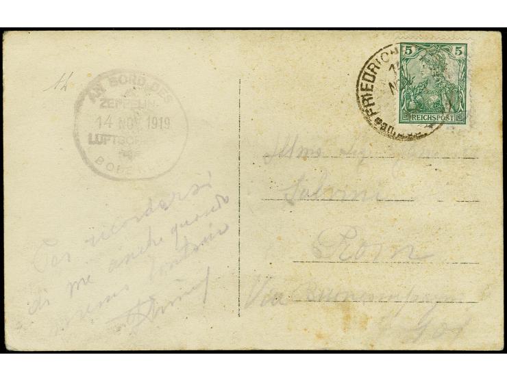 BODENSEE (LZ 120): 1919, Fotokarte mit üblich etwas unklarem Bordstempel vom 29.10. und Aufgabestempel "FRIEDRICHSHAFEN 14. N