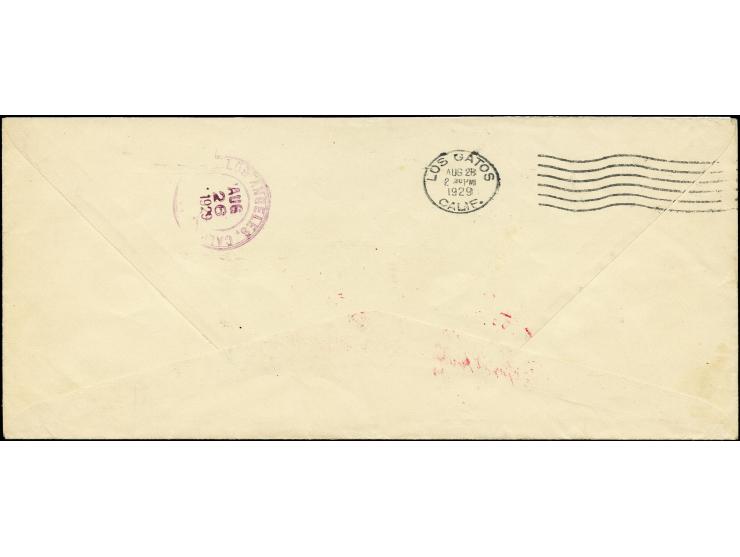 1929, Weltrundfahrt, japanische Post, Tokio - Los Angeles, lanformatiger Vordruckbrief "The Japan Advertiser" mit Freimarken 