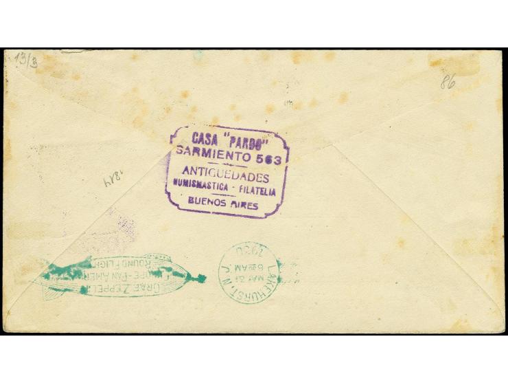 1930, Südamerikafahrt, brasil. Post, Brief von "RIO DE JANEIRO 24.MAI." mit u.a. kpl. Aufdruck-Satz USA 5.000-20.000 R. via R