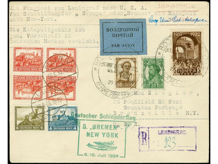 1933, 9./10. Juli, R-Brief D. "BREMEN"-New York mit Mischfrankatur Sowjetunion/DR