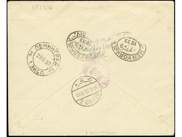 1933, 9./10. Juli, R-Brief D. "BREMEN"-New York mit Mischfrankatur Sowjetunion/DR