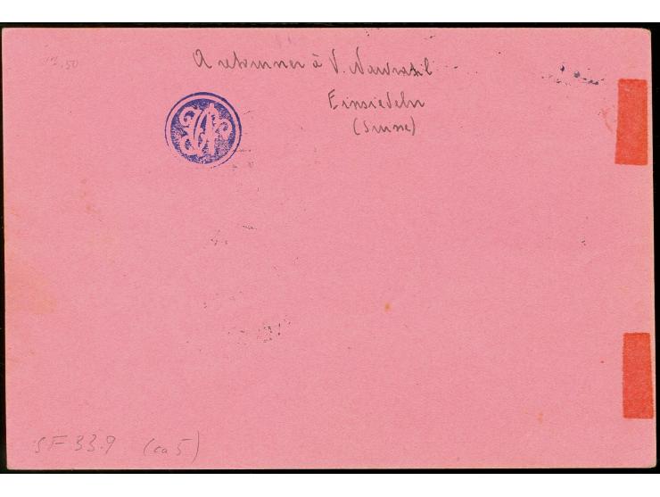 1933, Karte mit schweizer Flugpost-Marke 35 C. und Stempel "FREIBOURG 8.5." als Aufgabe zum Budapest-Flug und erneuter Aufgab