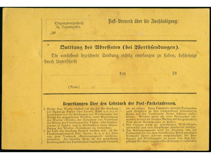 5 Groschen braun im kleinen Format F15 mit Ra3 "BERLIN / POST-EXP. 12. / 20 12 73" auf Post-Paketadresse, Pracht, Attestkopie