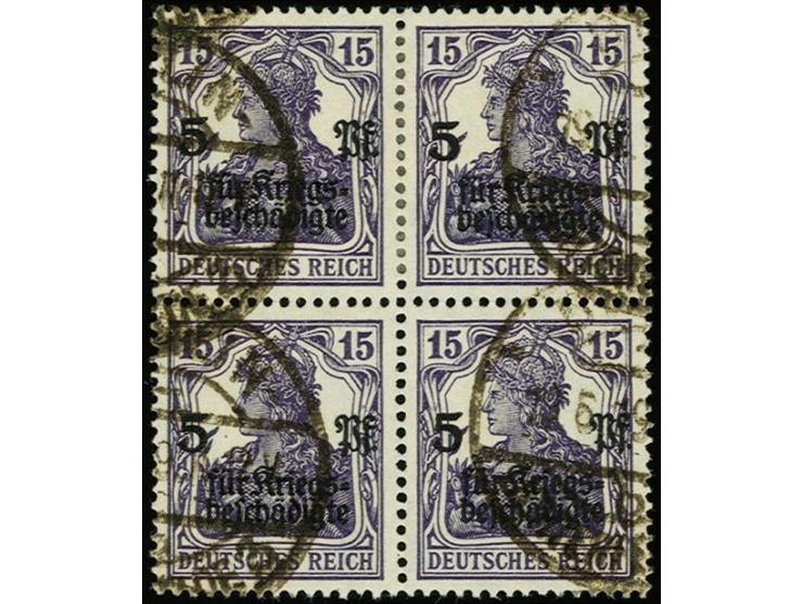 15+5 Pfg. schwärzlichblauviolett im Viererblock, sauber gestempelt, Kabinett, sign. Infla und Oechsner BPP (Mi. 1.800,-)
