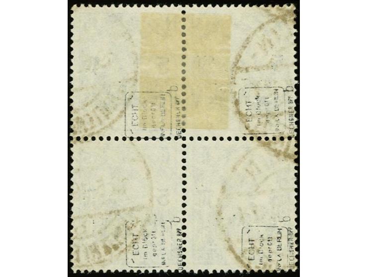 15+5 Pfg. schwärzlichblauviolett im Viererblock, sauber gestempelt, Kabinett, sign. Infla und Oechsner BPP (Mi. 1.800,-)