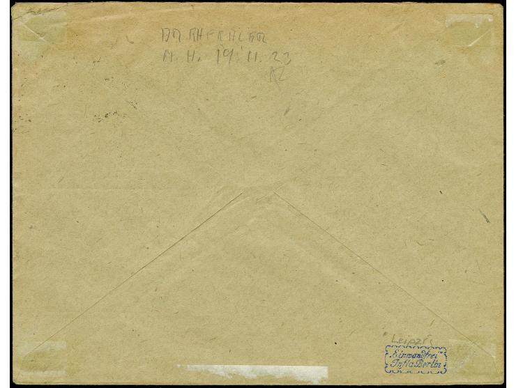 5 Mrd. auf 4 Mio. grün (OPD Erfurt) mit Stempel "DRESDEN-ALTDST. 29.11.23" als portogerechte Einzelfrankatur auf Ortsbrief na