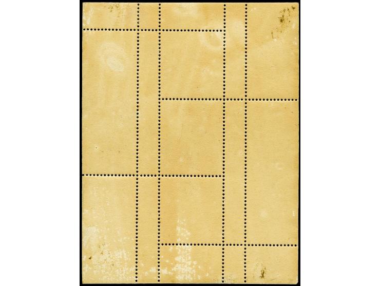1924, Marienburg 20 Pfg. blau als gezähnte Maschinenprobe im Blockformat, Marke postfrisch, im Rand teils Haftstellen, tadell
