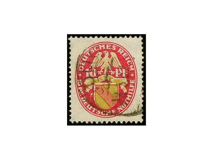 1926, Nothilfe 10 Pfg. mit stehendem Wasserzeichen, gestempelt, etwas vergilbt, sonst tadellos, Befund Schlegel BPP