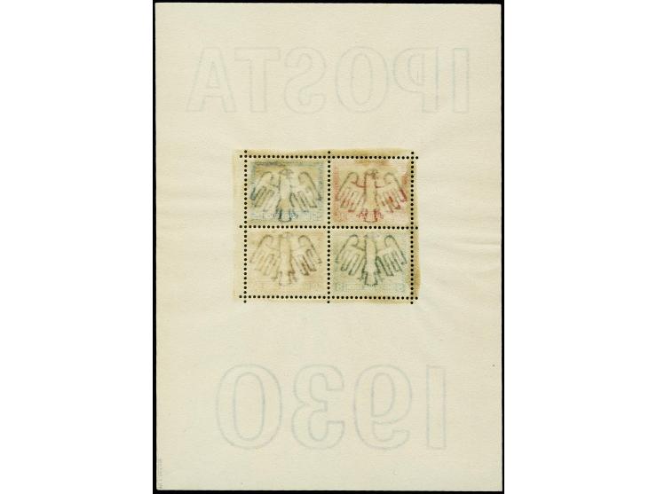 1930, IPOSTA-Blockausgabe, postfrisch, tadellos, sign. D. Schlegel BPP mit Fotoattest