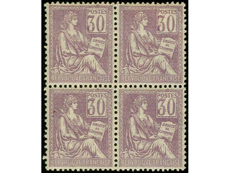 30c. light-violet as block of four, upper right stamp unused, other stamps mint never hinged, very fine