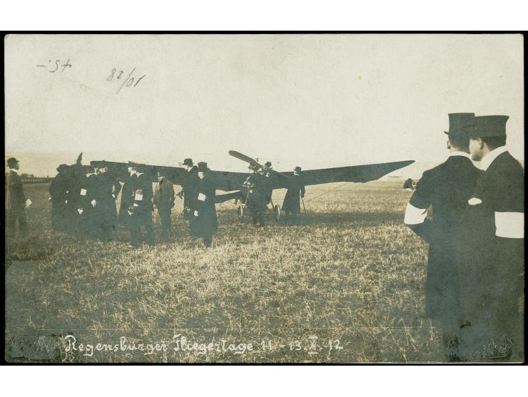 Regensburger Fliegertage 10 Pfg. mit Sonderstempel auf Fotokarte der Veranstaltung, zusätzlich frankiert mit Bayern 5 Pfg. mi